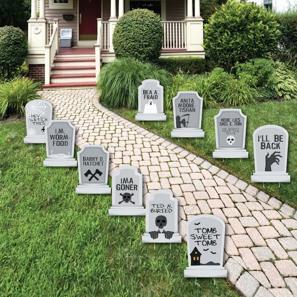 Big Dot of Happiness 10.25 in. H Funny Tombstones - Graveyard ...
