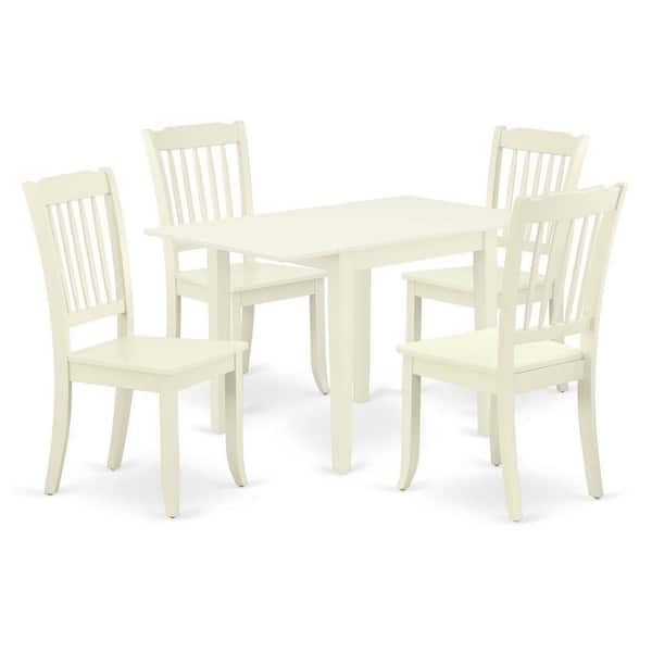 East West Furniture 5-Piece Linen White Finish Solid Wood Top - Dining Room Set - Seats 4