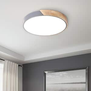 19.68 in. 1-Light Grey LED Flush Mount Ceiling Light with Acrylic Shade