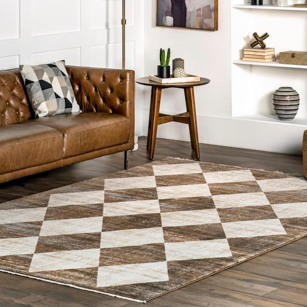 Meline Beige Doormat 3 ft. x 5 ft. Plaid Area Rug