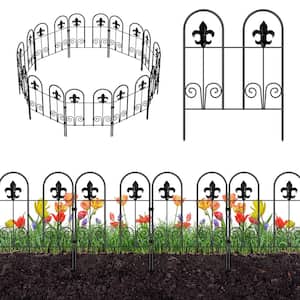 16.5 in. H x 12.6 in. W, Double Flower Style Outdoor Decorative Garden Fence, Metal Rustproof Fence (10-Pieces)