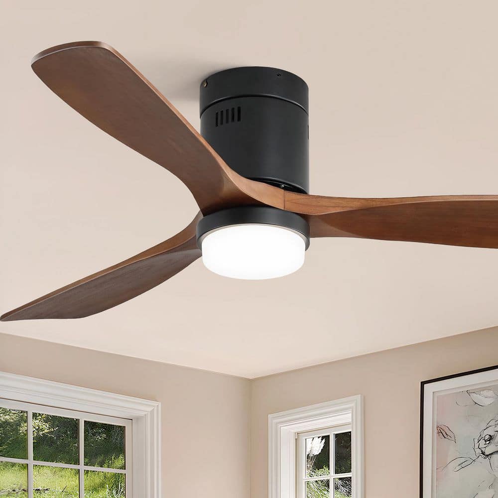 Sofucor 52 in. LED Indoor/Outdoor Flush Mount Matte Black Ceiling