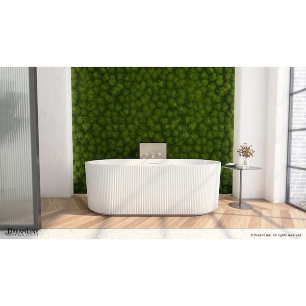 DreamLine Charisma 59 in. x 29-1/2 in. Freestanding Acrylic Soaking Bathtub with Center Drain in Matte Black