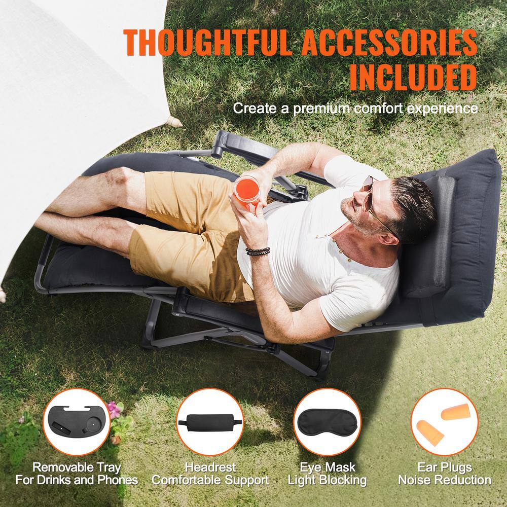 Black Cushioned Zero Gravity Recliner with Cup Holder