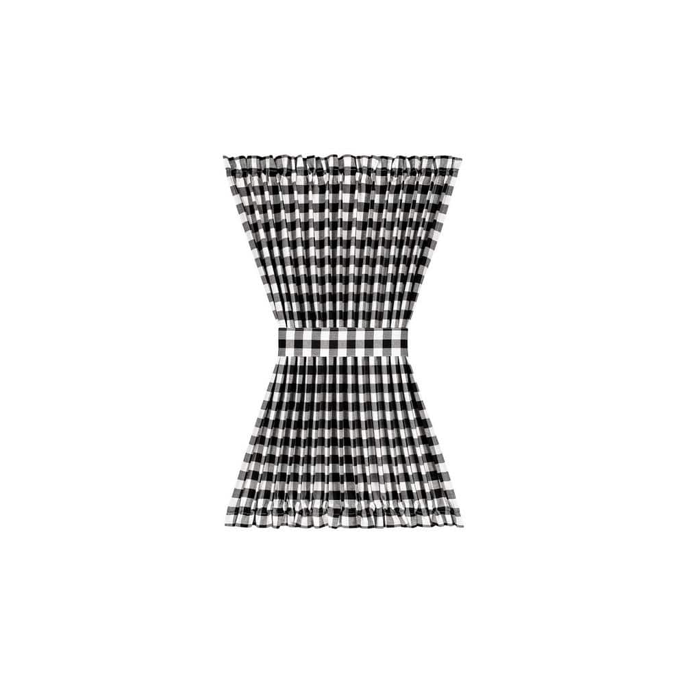 Buffalo Check Black/White Cotton Polyester Door Curtain Panel, 54" W x 40" L