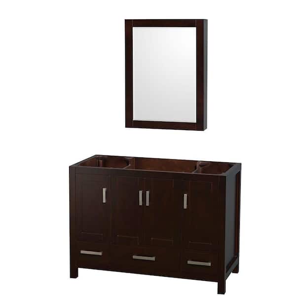 Wyndham Collection Sheffield 47 in. W x 21.5 in. D x 34.25 in. H Single Bath Vanity Cabinet without Top in Espresso with MC Mirror