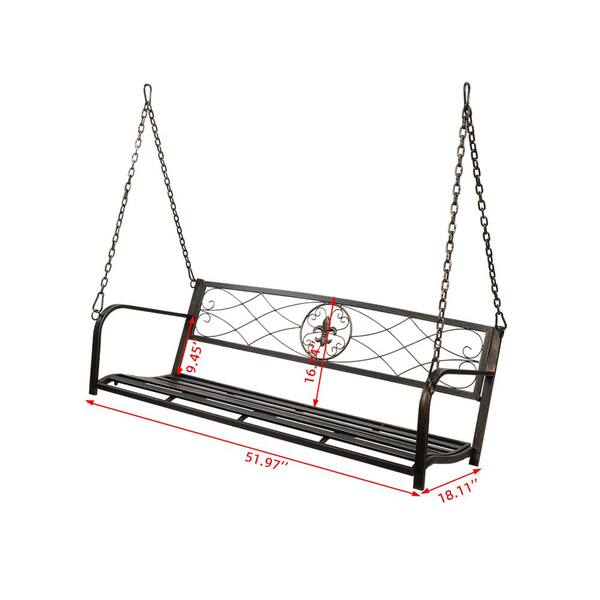 TIRAMISUBEST 2-Person Bronze Brush Iron Porch Swing with 2 Iron 