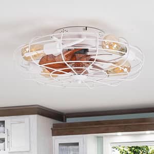 20 in. Indoor White Ceiling Fan with LED Light Small Flush Mount Ceiling Fan with Remote Modern Low Profile Ceiling Fan