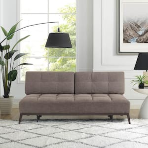 Sila 42.1 in. W Brown Fabric Upholstery Full Convertible Sofa
