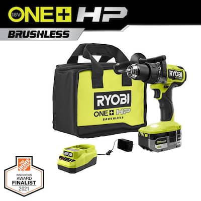 ONE+ HP 18V Brushless Cordless 1/2 in. Hammer Drill Kit with (1) 4.0 Ah High Performance Battery, Charger, and Tool Bag