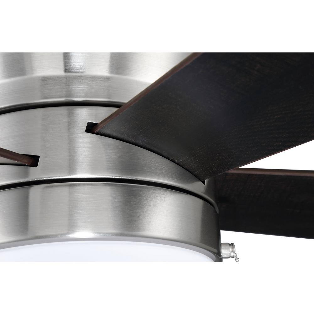Merit 52" Brushed Polished Nickel Flush Mount Ceiling Fan with LED Light