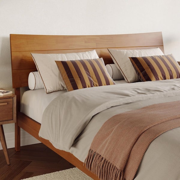 Phoenix Light Toffee Natural Bronze Wood Queen Panel Headboard