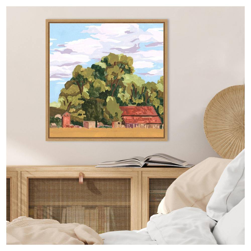House in Village II Realism Art Canvas Print with Maple Frame