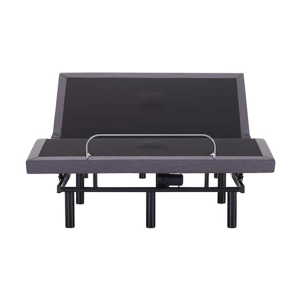 HOMESTOCK Gray 16 in. H Queen Adjustable Bed Frame 3 Mode Head and Foot Massage with Timer, Wireless Remote, Easy Assembly