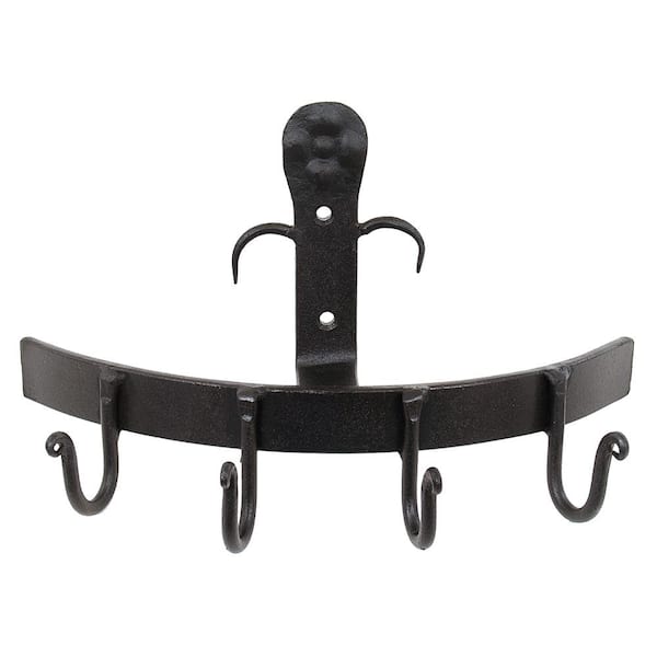 ACHLA DESIGNS 10 in. W Black Powder Coat Wall Bracket with 4-Hooks SWB-01 -  The Home Depot
