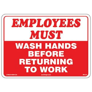 14 in. x 10 in. Employees Must Wash Hands Sign Printed on More Durable Longer-Lasting Thicker Styrene Plastic