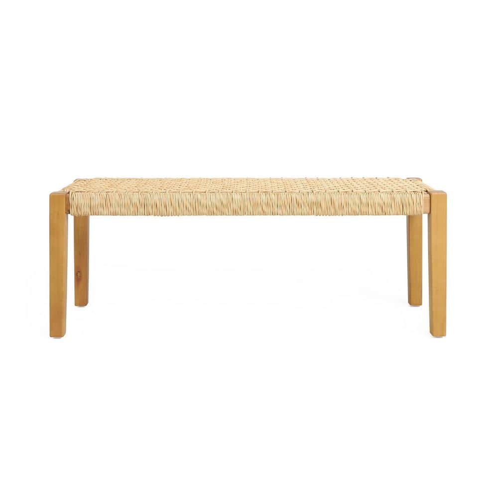 Angie 43" Brown and Teak Acacia Wood Outdoor Bench