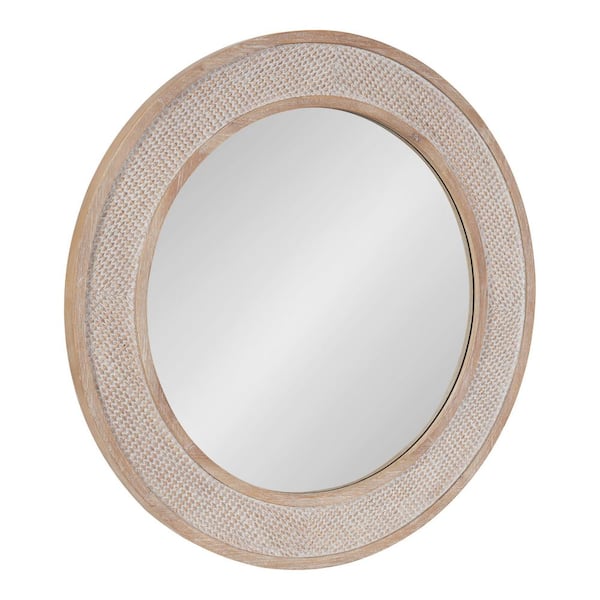 Kate and Laurel Cannondale 28.00 in. H x 28.00 in. W Natural Round Coastal Framed Decorative Wall Mirror