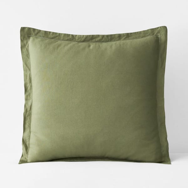 The Company Store Legends Hotel Moss Green Relaxed Linen Euro Sham