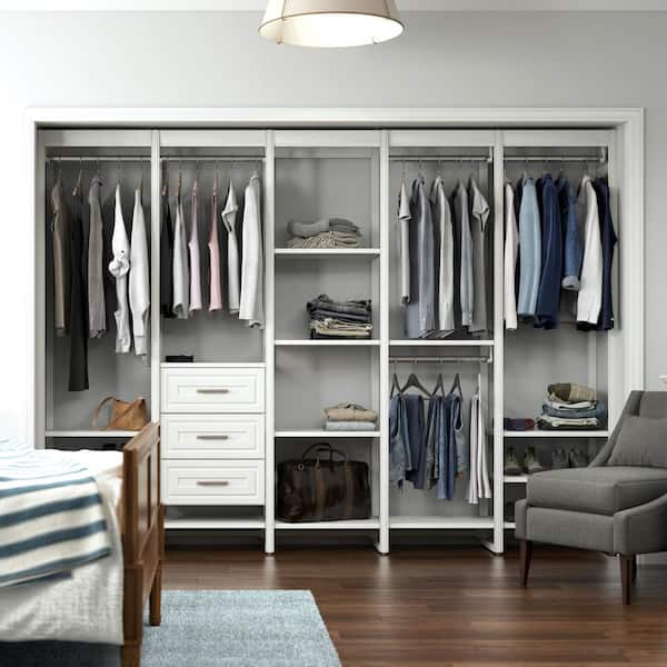 CLOSETS By LIBERTY 113 in. W White Adjustable Tower Wood Closet System ...