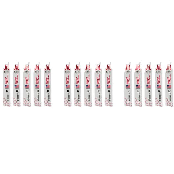 Milwaukee 6 in. 14 TPI Torch BiMetal Medium Metal Cutting SAWZALL Reciprocating Saw Blades (15-Pack)