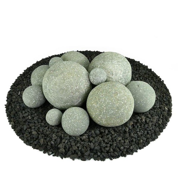 Unbranded Mixed Set of 13 Ceramic Fire Balls in Pewter Gray Speckled