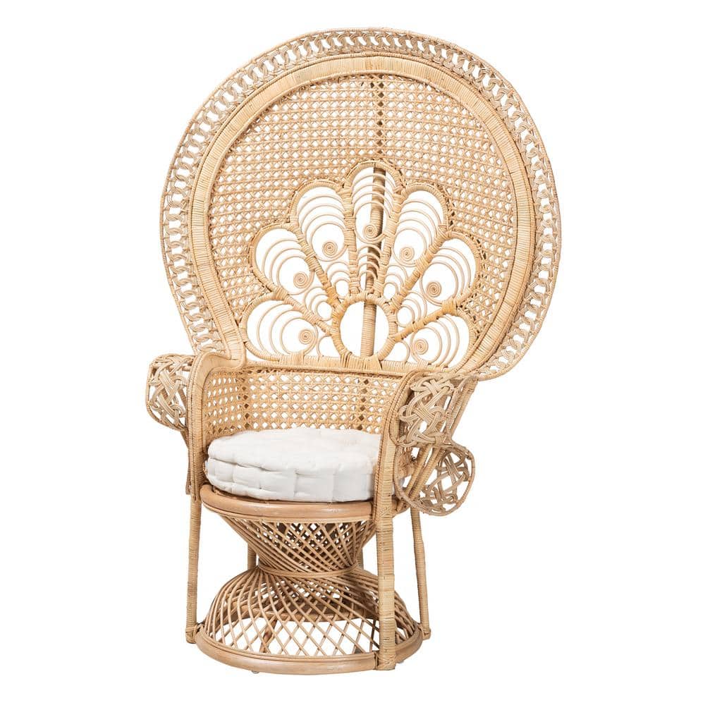 Natural Brown Handcrafted Rattan Peacock Accent Chair