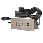 10 ft. Cord 15 Amp 2-Outlet, Switch and 2 Type A USB Radiant Furniture Power Strip in Nickel