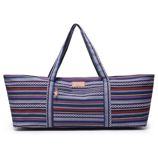 Canvas Fabric Yoga Mat Bag Full Zip Large Capacity Tote with Strap, Multifunctional Gym Pilates Travel Carrier