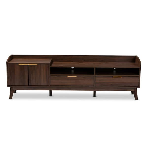 Baxton Studio Lena Walnut TV Stand 157 9779 HD The Home Depot