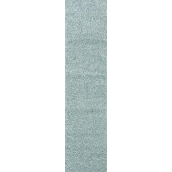 Haze Solid Low-Pile Light Blue 2 ft. x 12 ft. Runner Rug
