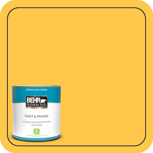 BEHR PREMIUM PLUS 1 qt. #350B-7 Chickadee Satin Enamel Low Odor Interior Paint & Primer