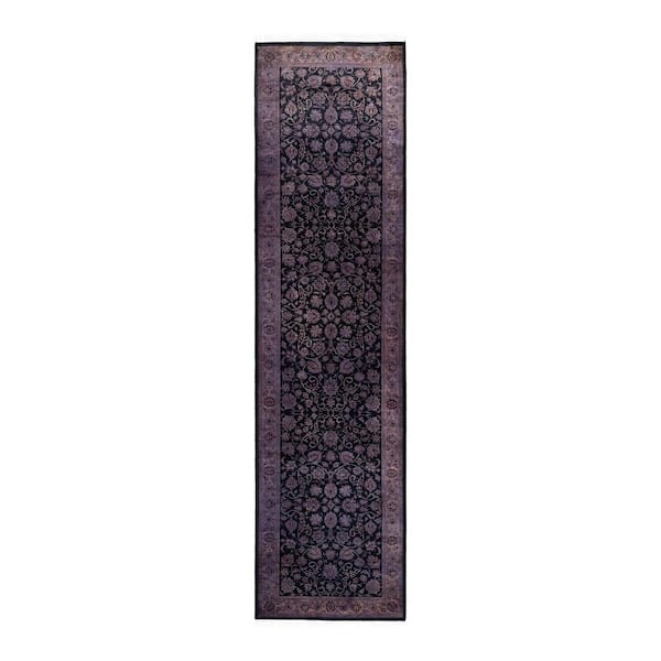 Solo Rugs Black 2 ft. 6 in. x 10 ft. 3 in. Fine Vibrance One-of-a-Kind Hand-Knotted Area Rug