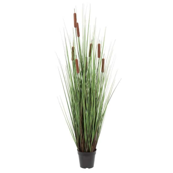 Vickerman 48 in. Artificial Potted Green Straight Grass and Cattails