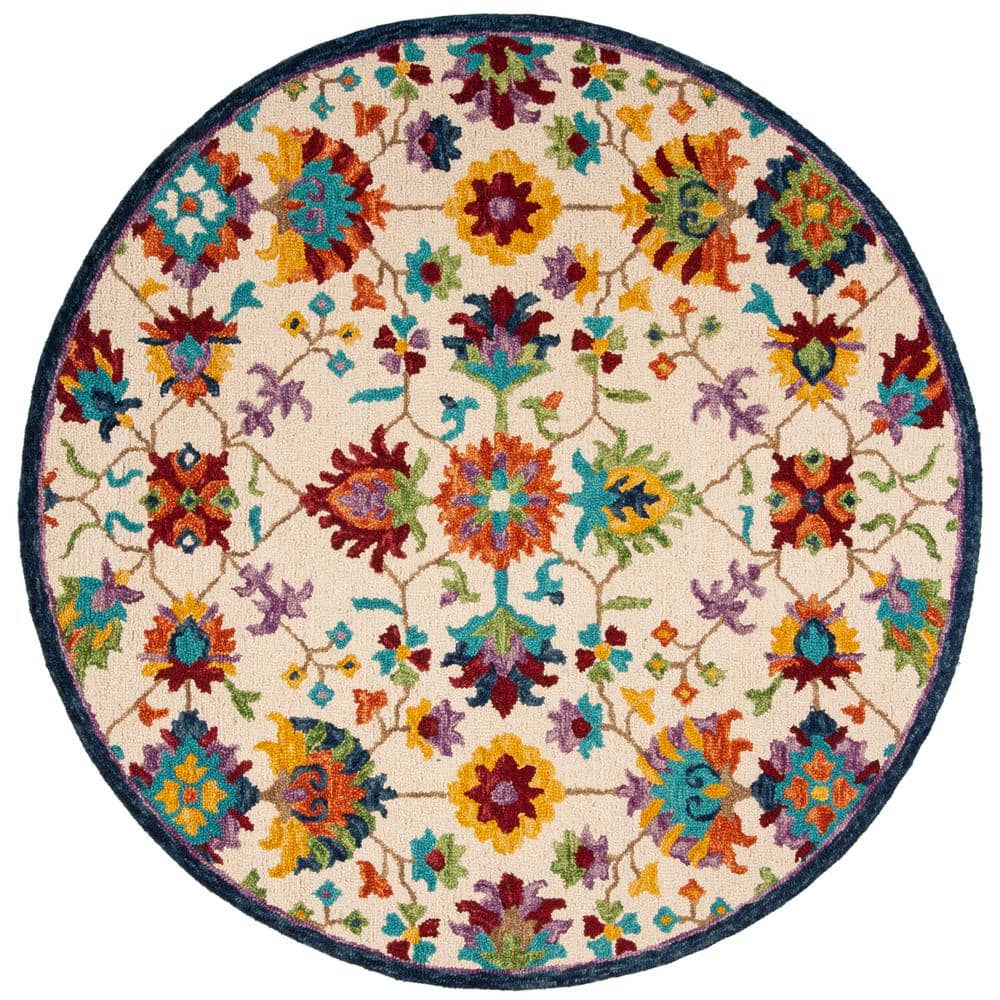 Aspen Ivory/Blue 5 ft. x 5 ft. Floral Round Area Rug price history on PriceWatchPro