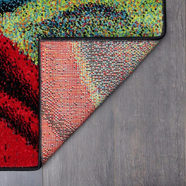 Contemporary 4x6 Area Rug (4' x 5'3'') Abstract Multi, Multi Indoor  Rectangle Easy to Clean 