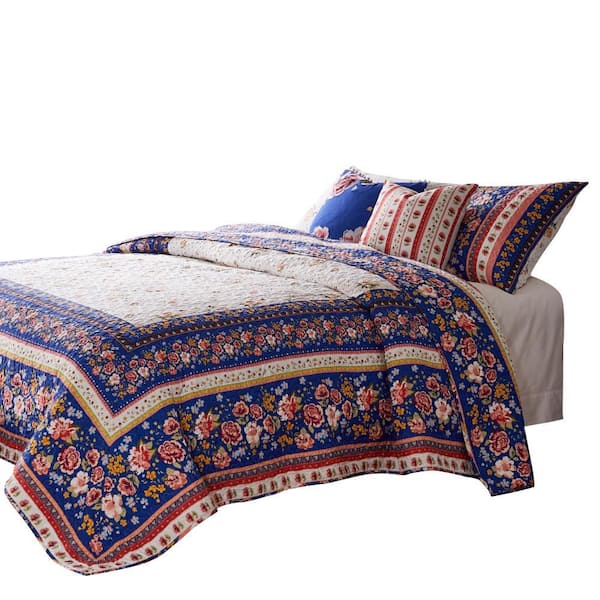 Benjara 3-Piece Multi-Colored Solid Full Size Microfiber Quilt Set
