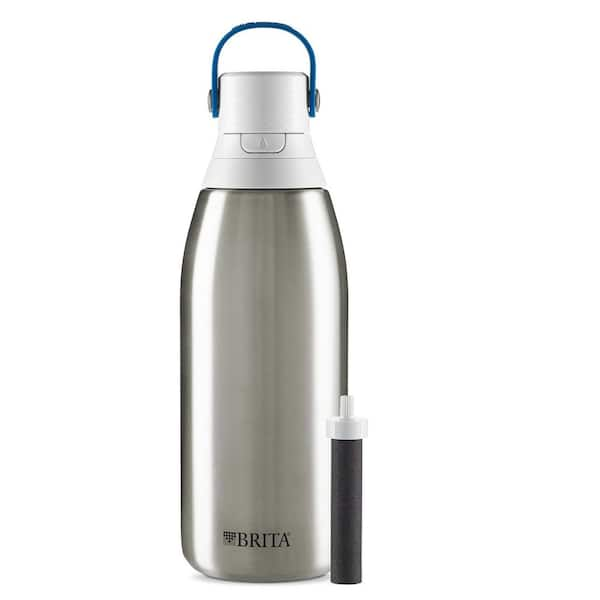 Lukvuzo 32 oz. Stainless Steel Premium Filtering Water Bottle BPA-Free, Insulated Includes 1-Filter in Silver