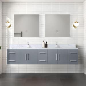Geneva 84 in. W x 22 in. D Dark Grey Double Bath Vanity, Carrara Marble Top and 36 in. LED Mirrors
