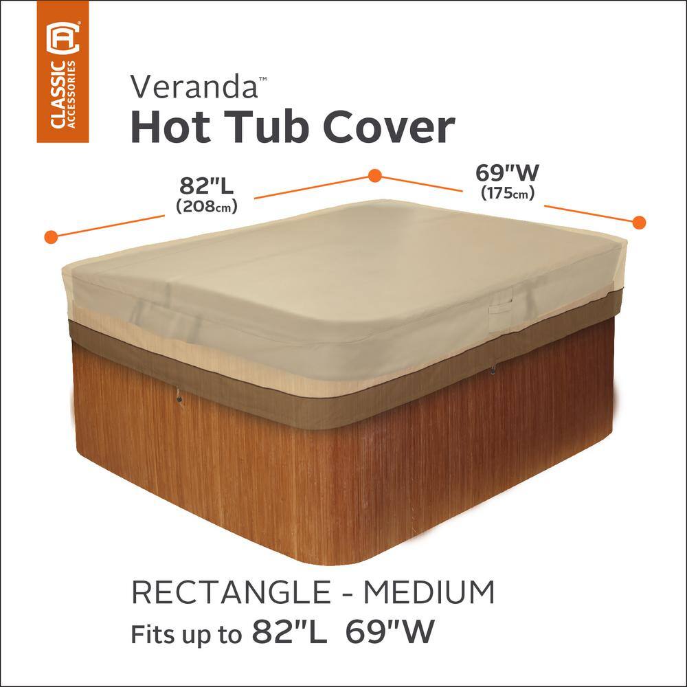 Veranda Beige and Brown Water-Resistant 82" Rectangular Hot Tub Cover