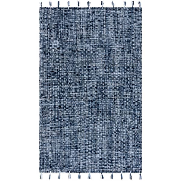 Montauk 8 ft. x 10 ft. Navy Distressed Solid Fringe Area Rug