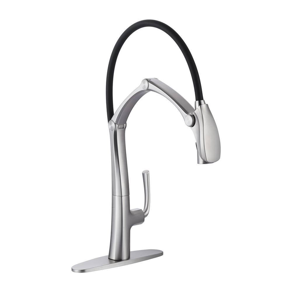 Single Handle Pull-Out Sprayer Kitchen Faucet with Magnetic Docking Spray Head and Deckplate Included in Brushed Nickel price history on PriceWatchPro