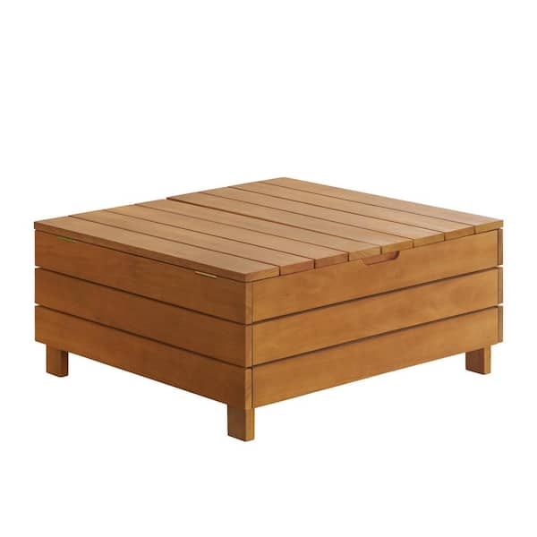 Alaterre Furniture Barton Outdoor Eucalyptus Wood Coffee Table with Lift Top Storage Compartment, Brown