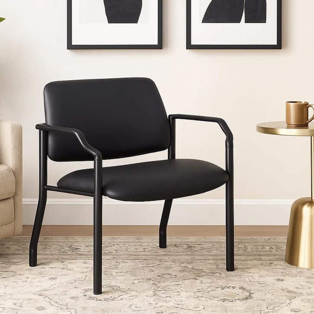 sillage ベスト　黒 Benjara Theo Vinyl Upholstered Ergonomic Guest Chair in Black with