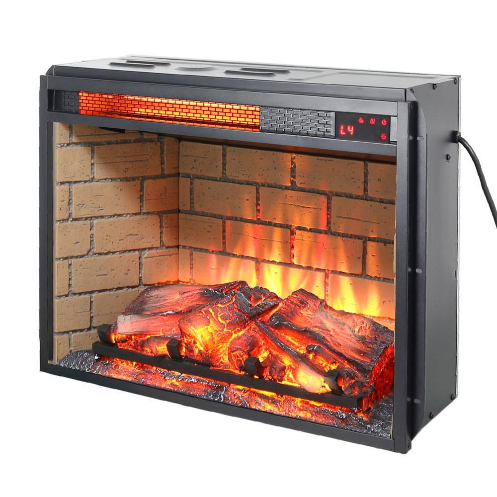 23-Inch Black Electric Fireplace Insert with Realistic Flames