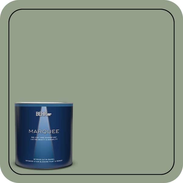 BEHR MARQUEE 1 qt. #440F-4 Athenian Green Satin Enamel Interior Paint & Primer