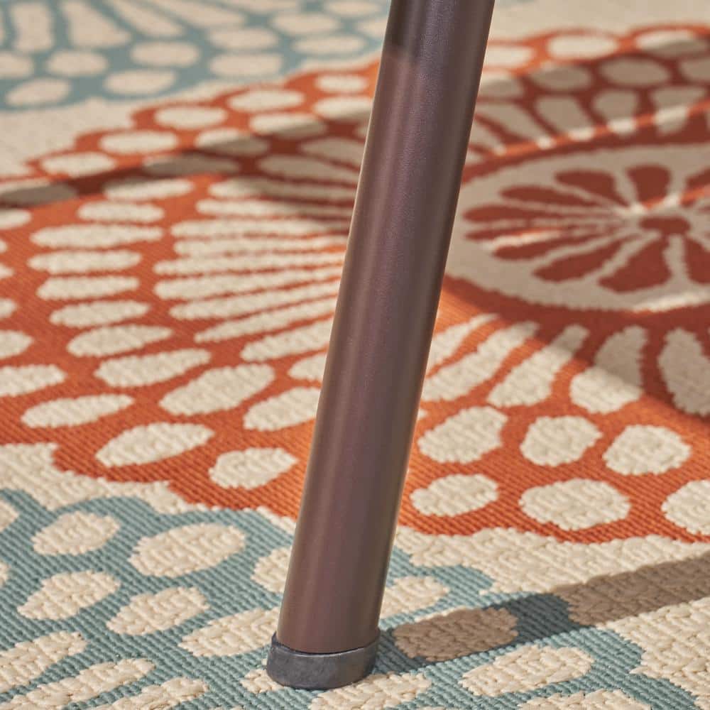 Acacia Wood and Black Iron Outdoor Coffee Table