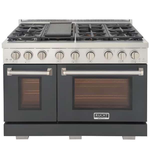 48 in. 6.7 cu. ft. 7- Burners Natural Gas Range 2 Ovens 1 Convection in Cement Gray with True Simmer Burners