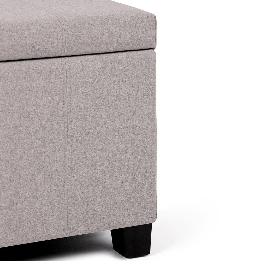 Gray Cloud Tufted Wood Storage Bench Ottoman