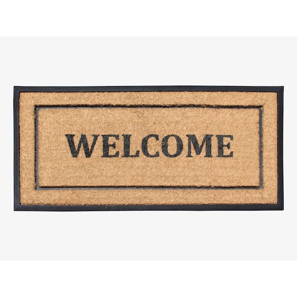 A1HC Designer Hand-Crafted Decorative Molded Black/Beige 24 in. x 48 in. Rubber & Coir Perfect, More Functional Doormat
